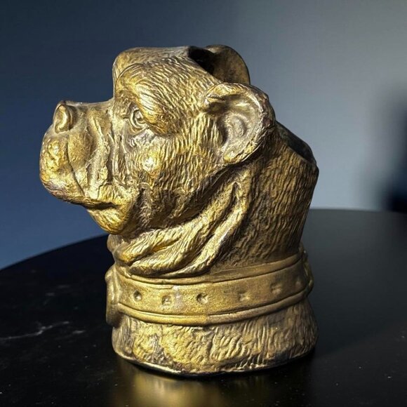 Vintage Bulldog Head Holder – Gold Resin, Mold 1368 – English Club, Gentlemen’s - Picture 4 of 12
